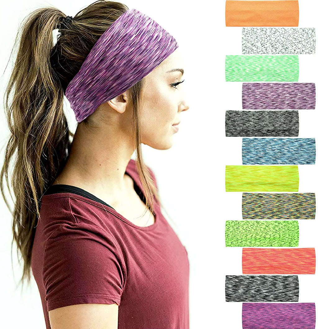 Elastic Sports Sweatbands for Men and Women - Yoga Headbands (1/4 Pack)