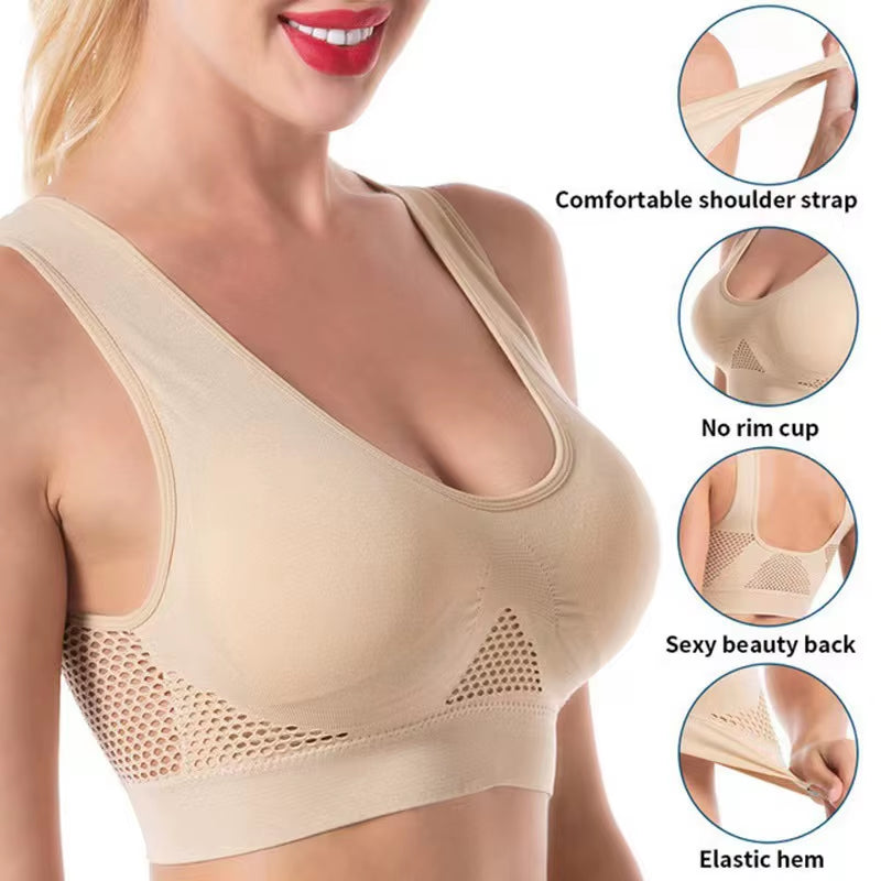  Breathable Sports Bra – Padded, Wireless & Supportive (S-6XL)