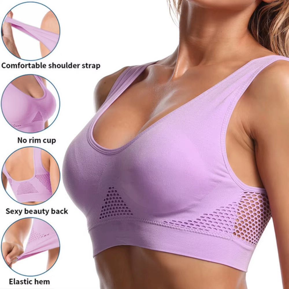 Breathable Sports Bra – Padded, Wireless & Supportive (S-6XL)