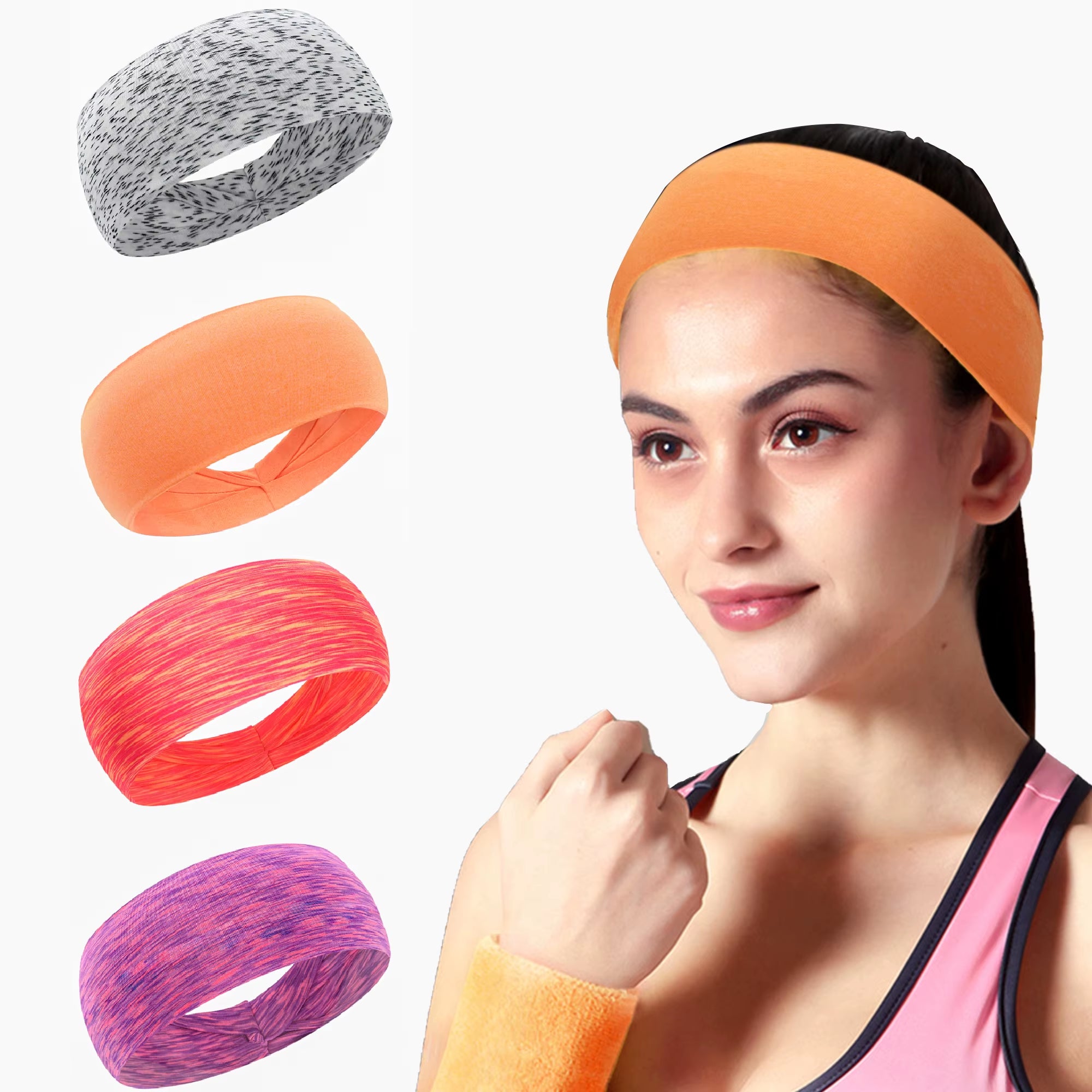 Elastic Sports Sweatbands for Men and Women - Yoga Headbands (1/4 Pack)