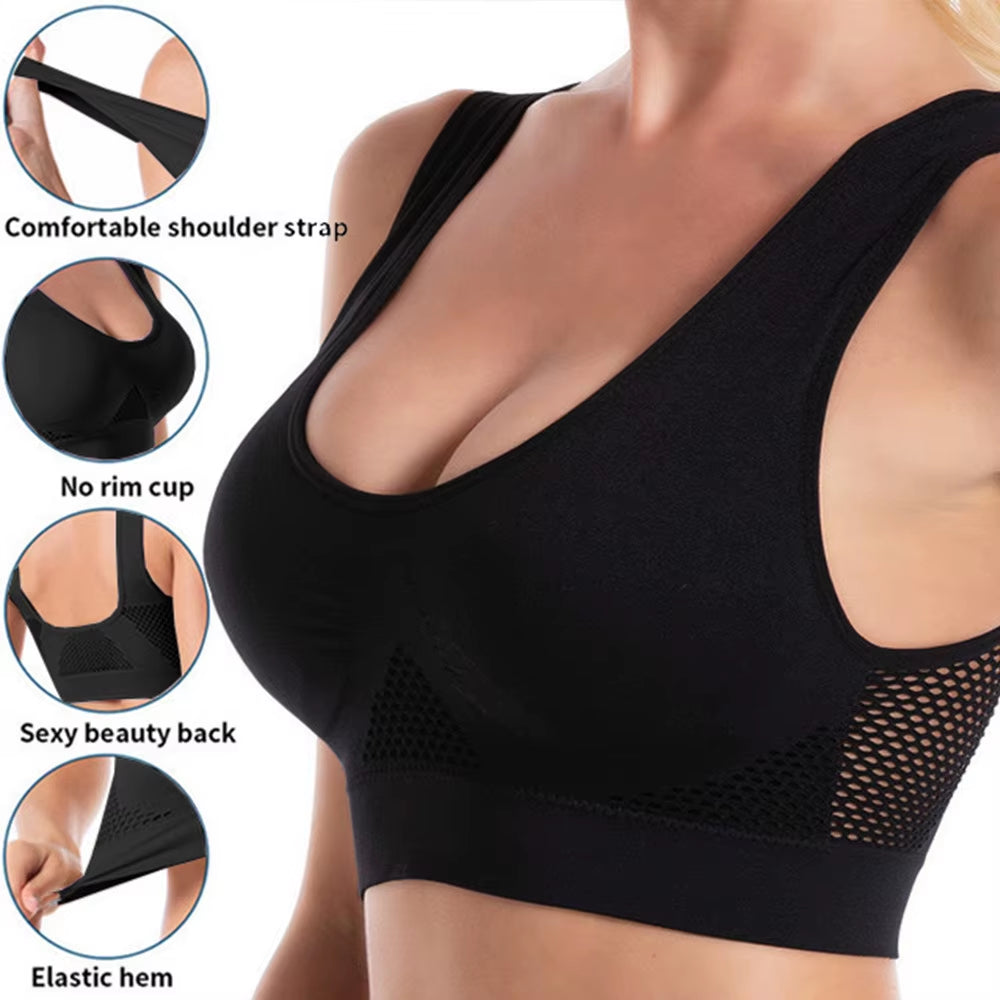  Breathable Sports Bra – Padded, Wireless & Supportive (S-6XL)