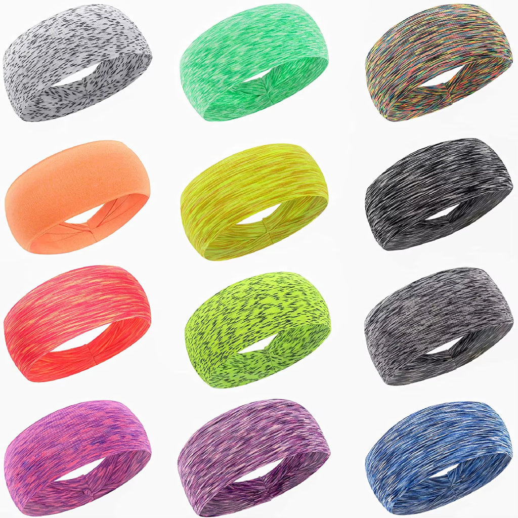 Elastic Sports Sweatbands for Men and Women - Yoga Headbands (1/4 Pack)