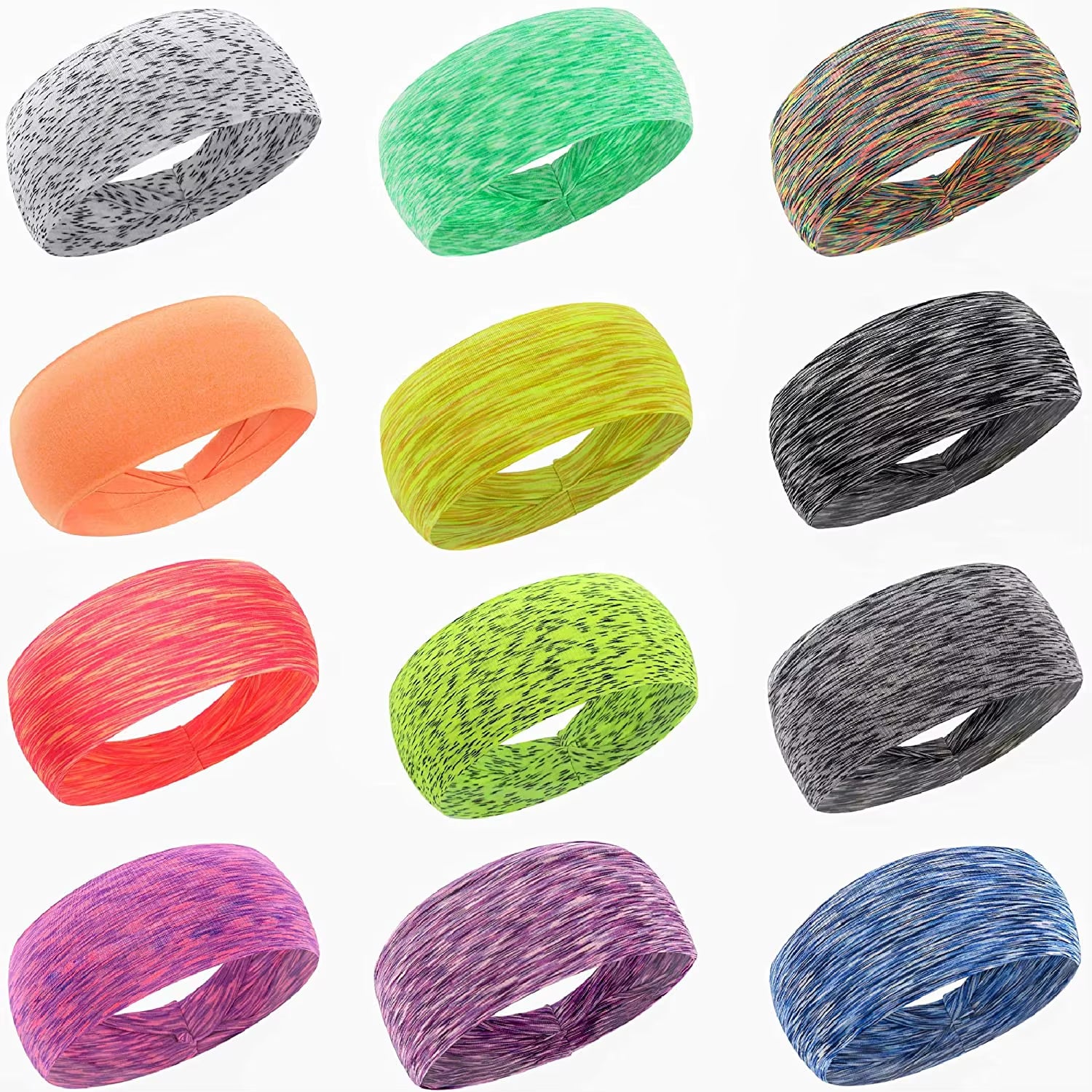 Elastic Sports Sweatbands for Men and Women - Yoga Headbands (1/4 Pack)