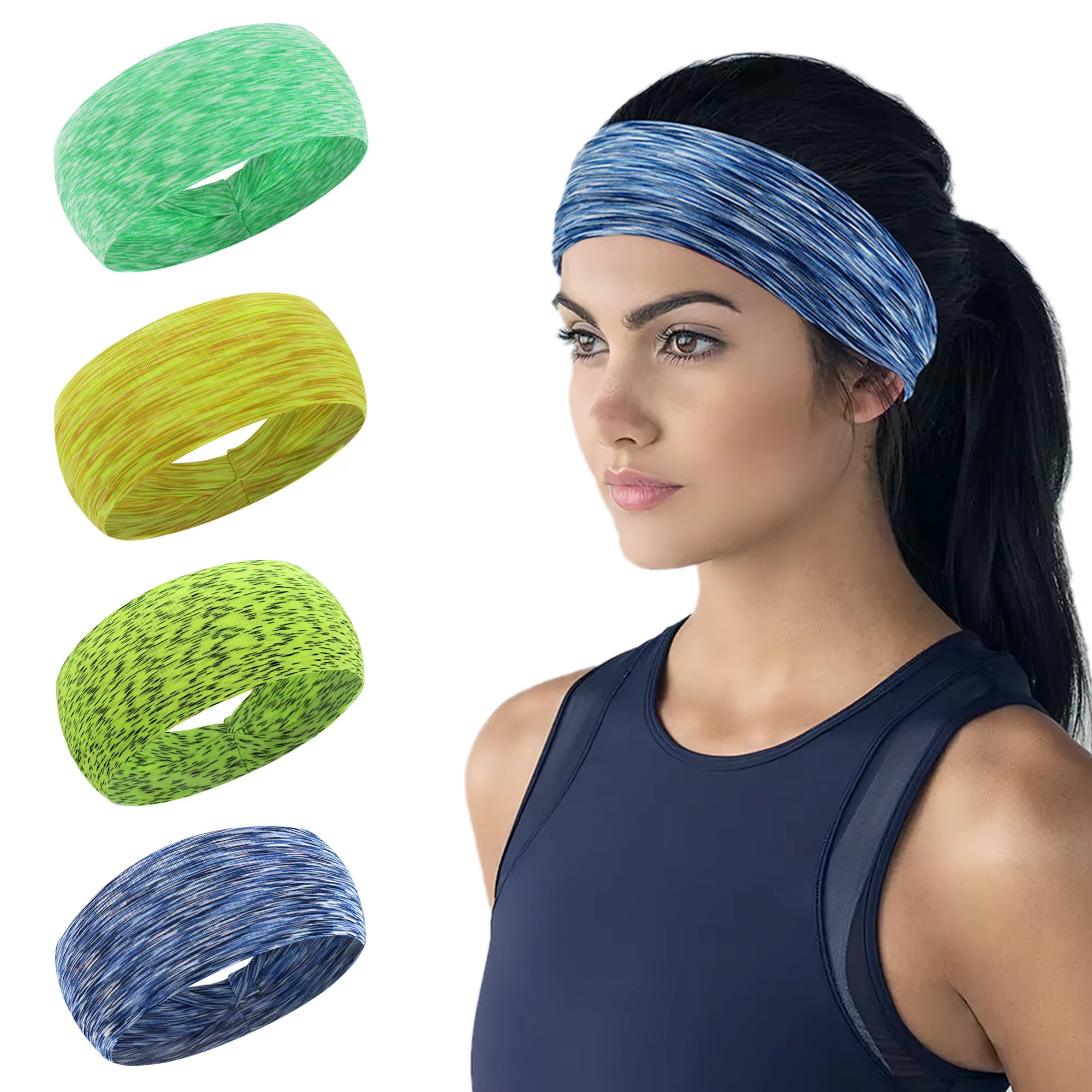 Elastic Sports Sweatbands for Men and Women - Yoga Headbands (1/4 Pack)