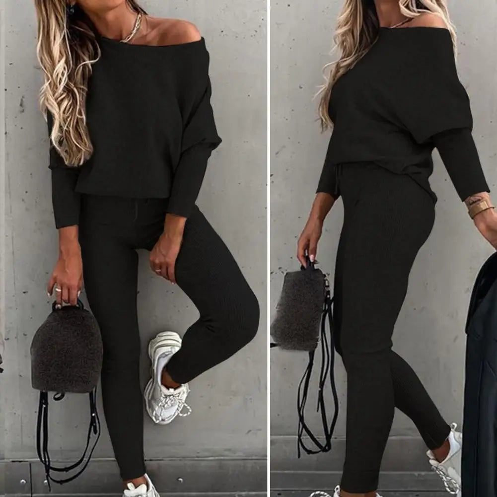 Women’s 2-Piece Tracksuit Set – Sweatshirt & Drawstring Pants